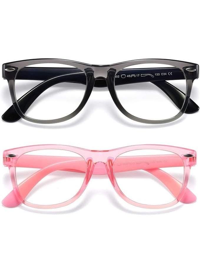 Kids Blue Light Blocking Glasses Girls Boys 2 Pack, Computer Glasses for Kids Age 3-9,Anti Blue Light & Headache - Image 1